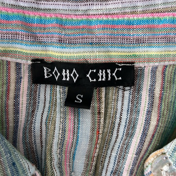 BOHO CHIC Women’s Multi Color Striped Collar Sleeveless Buttondown Front|Back S - Picture 6 of 12